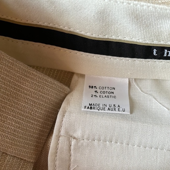 THEORY Tan Stripe Flat Front Pant 0 - Picture 3 of 3